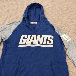 NY Giants Long Sleeve Hoodie - Mitchell & Ness Throwback